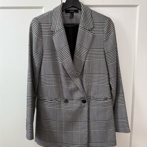 H&M Black and White Plaid Blazer